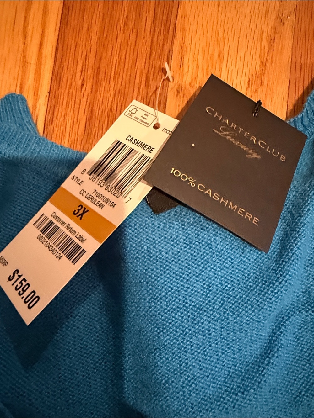 Club Room women’s V-Neck Sweater in turquoise size 3X BNWT - Picture 2 of 4